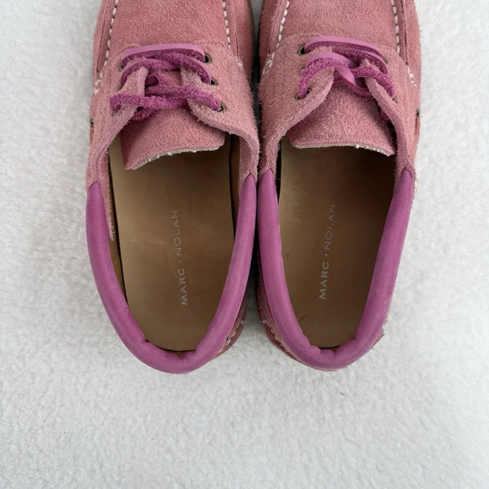 Marc Nolan Santiago Mens 9 Pink Suede Rouge Shoes Leather Moccasin Boat Shoe